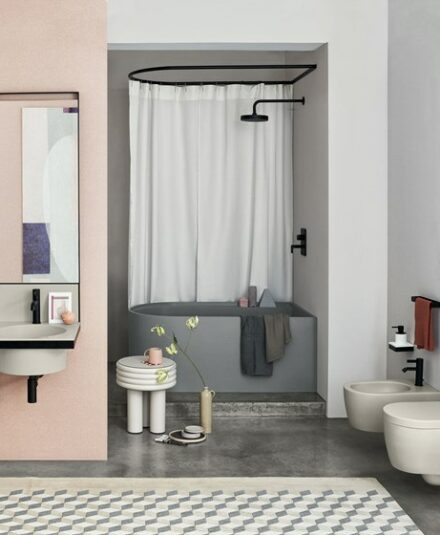 Tendance salle de bains contemporaine avec la vasque suspendue ELLE de Cielo - Chez Hydropolis