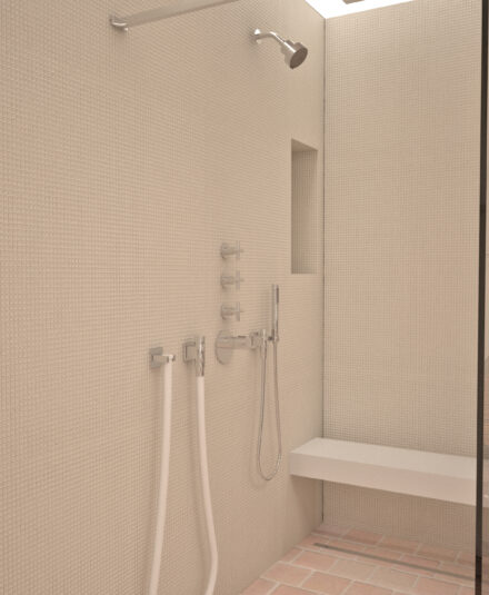 Renovation of a master bathroom -View of the shower area - Project in Saint Rémy de Provence - Hydropolis