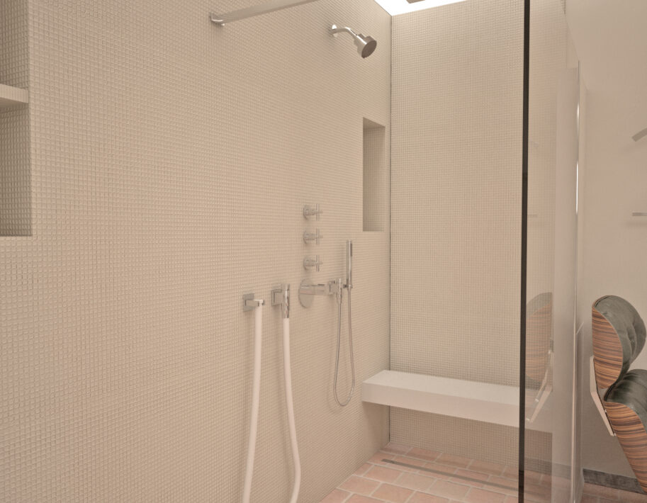 Renovation of a master bathroom -View of the shower area - Project in Saint Rémy de Provence - Hydropolis