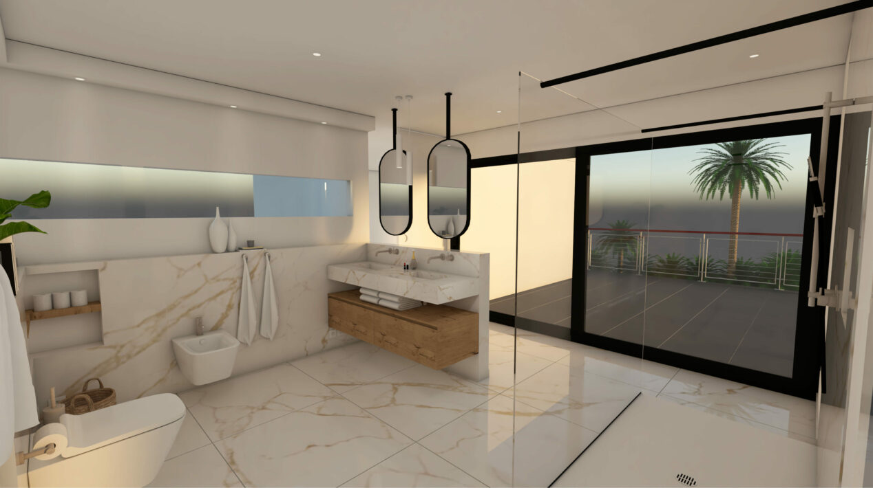 3D plan - Top view - Renovating a master bathroom - Hydropolis project