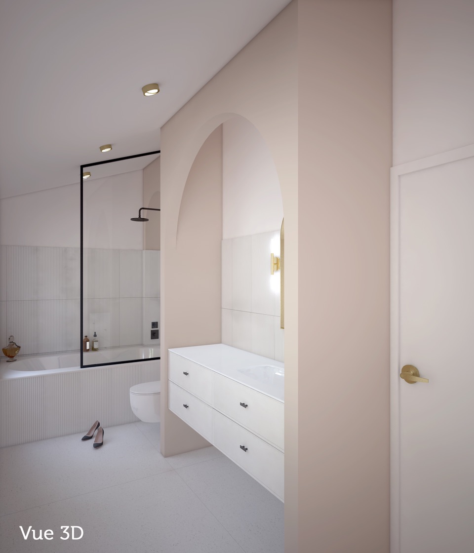 Projet 3D Rénovation salle de bains parentale Paris