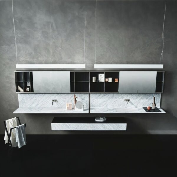 ELL - Lavabo sur plan en marbre blanc de carrare - Agape