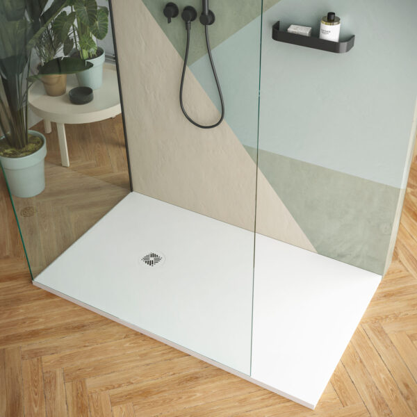 Receveur de douche extraplat - NEO PLUS de chez Hidrobox - Texture lisse - Couleur blanc - Grille star - Hydropolis