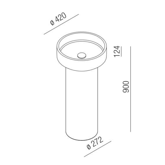 Schéma technique - Cenote - diamètre de vasque 42 cm - Agape