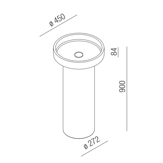 Schéma technique - Lavabo freestanding CENOTE - diamètre Ø_45cm - Agape