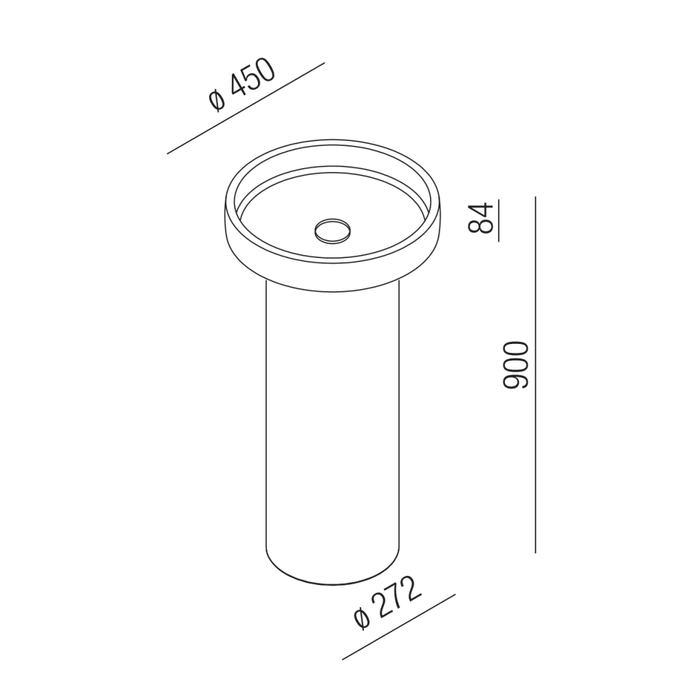 Schéma technique - Lavabo freestanding CENOTE - diamètre Ø_45cm - Agape