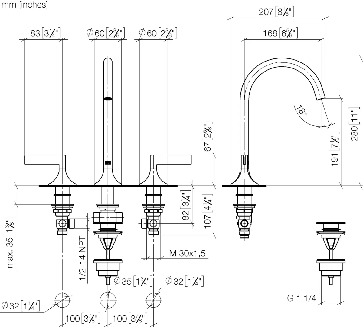 Fiche technique robinetterie VAIA de chez Dornbracht