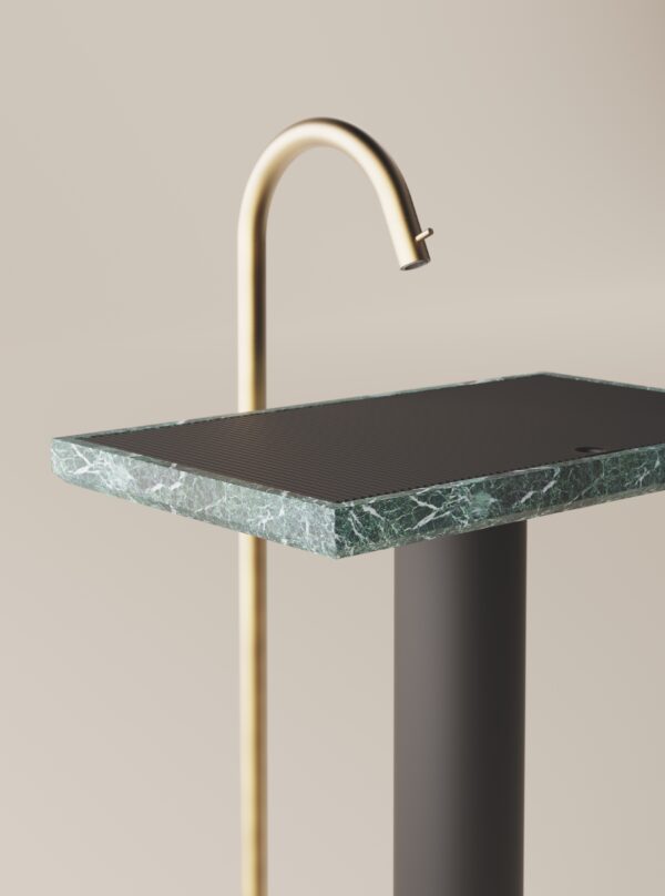 Lavabo freestanding Ell par Agape en marbre vert - Chez Hydropolis