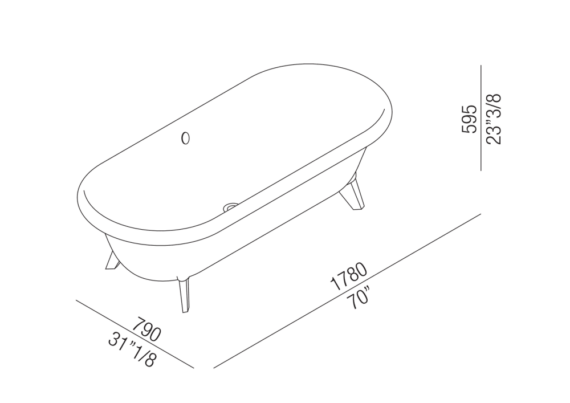 Schéma technique_Baignoire Ottocento autoportante_Agape