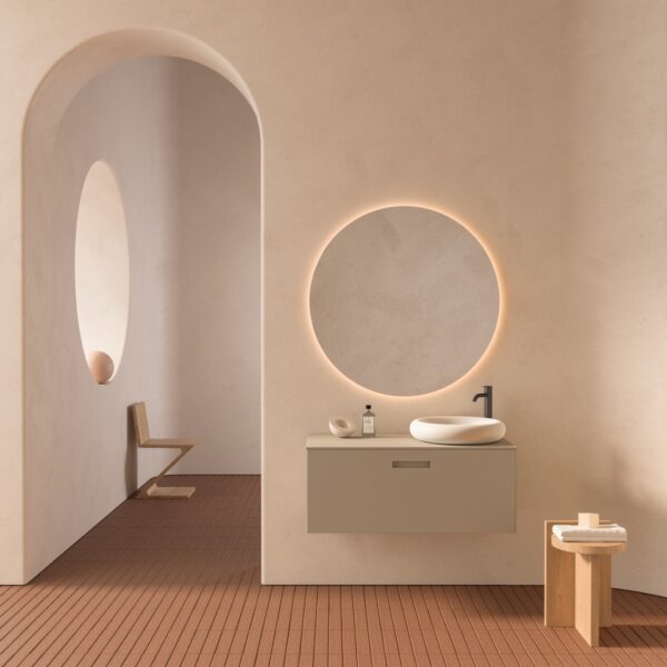 Ambiance salle de bains_Vasque Ease_Meuble suspendu 1 tiroir laqué mat_Inbani