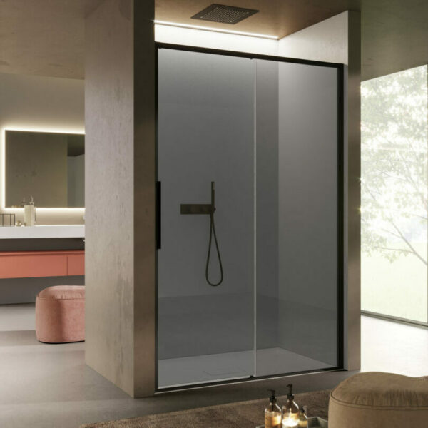 Cabine de douche BRAVE - avec verre fumé, profilé finition Nero opaco-810x900_Disenia