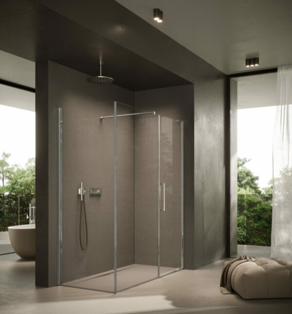 Cabine de douche SLIM - avec verre transparent et profilés en finition Cromo-838x900_Disenia