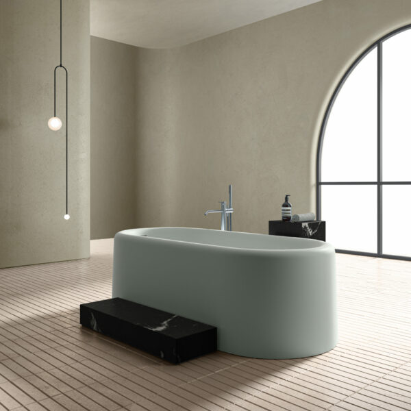 Ease_Baignoire îlot en solid surface bleue_Inbani