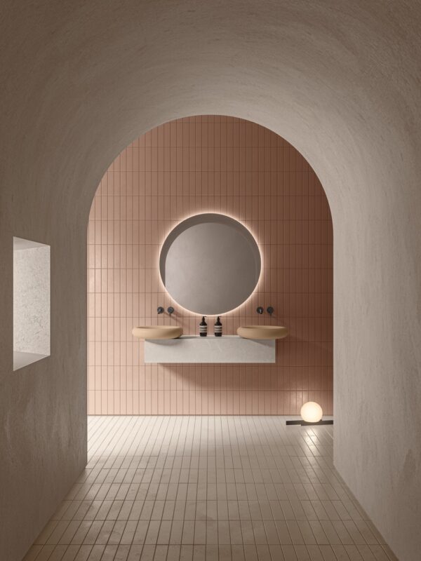 Ensemble double vasques Ease en solid surface rose_Inbani