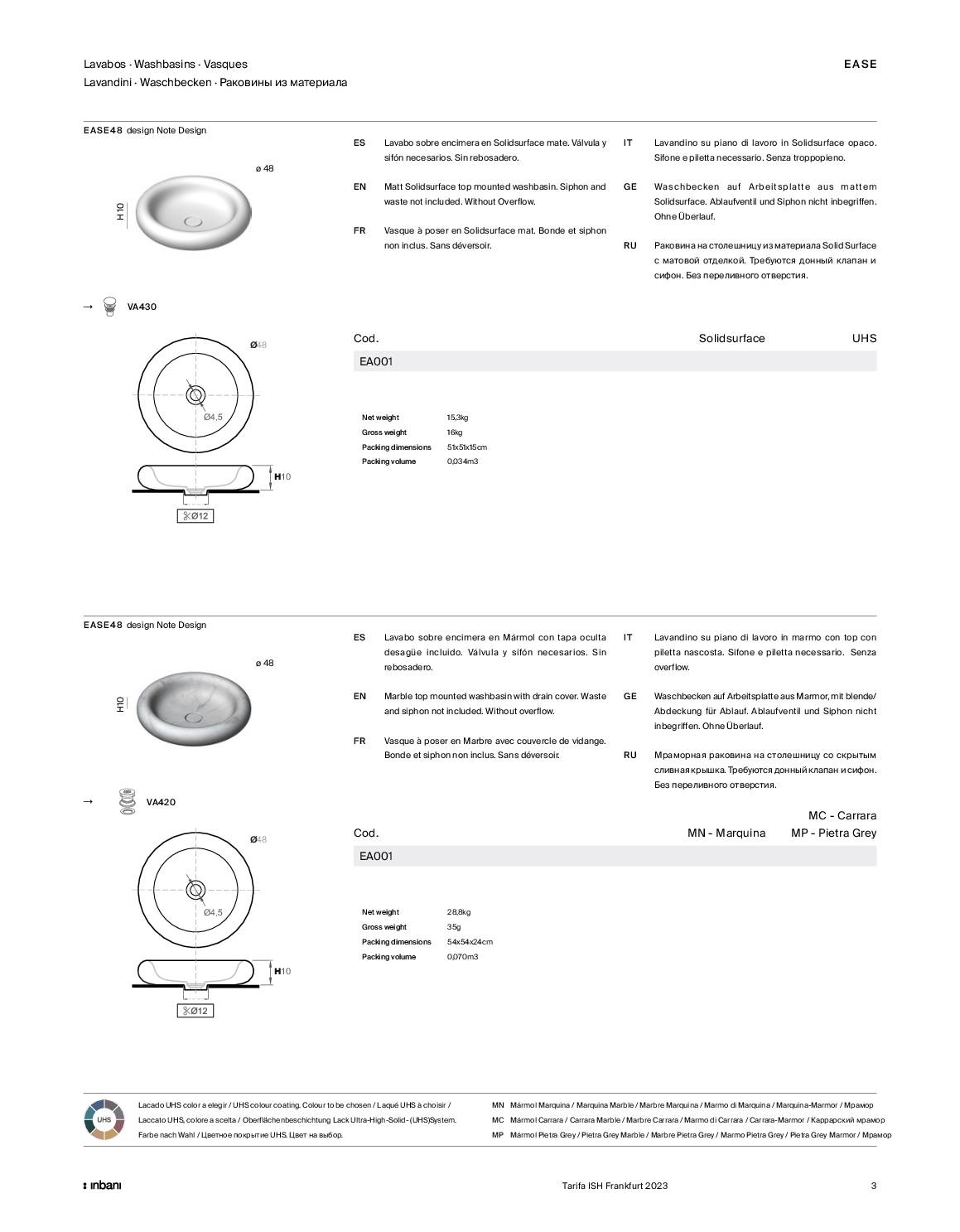 FicheTechnique_Lavabo_EaseFreestanding_Inbani