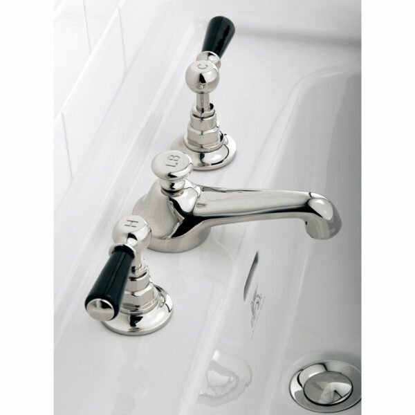 Lefroy-Brooks_Robinet sur gorge 3 trous BL-1220-ManettesPorcelainesNoires_SilverNickel_2