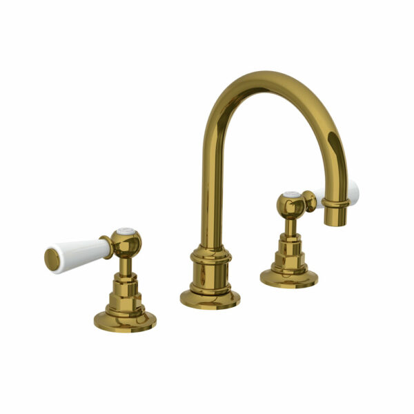 Lefroy-Brooks_Robinet sur gorge 3 trous_col de cygne_WL-1230_PolishedBrass_Poignée