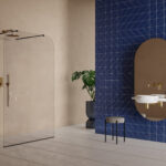 Paroi de douche walk-in - Collection NOUVEAU + Vasque suspendu et miroir ARCO