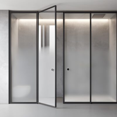 Suite - Paroi de douche - Verre monolithique 10mm Madras Nuvola - Cadre Noir Matt - Vismaravetro