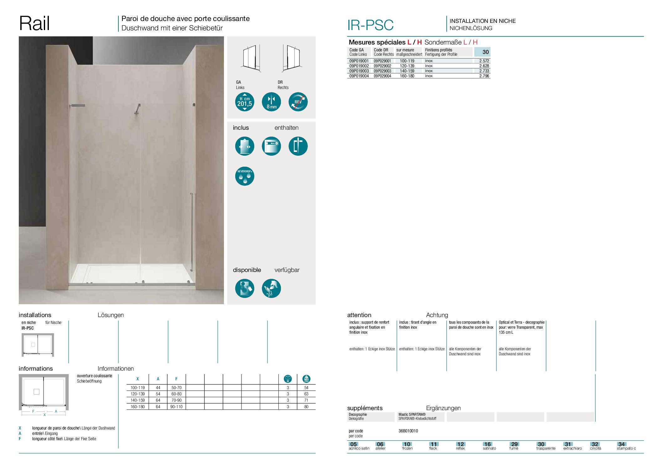 TDA_Fiche technique - Paroi de douche IR-PSC