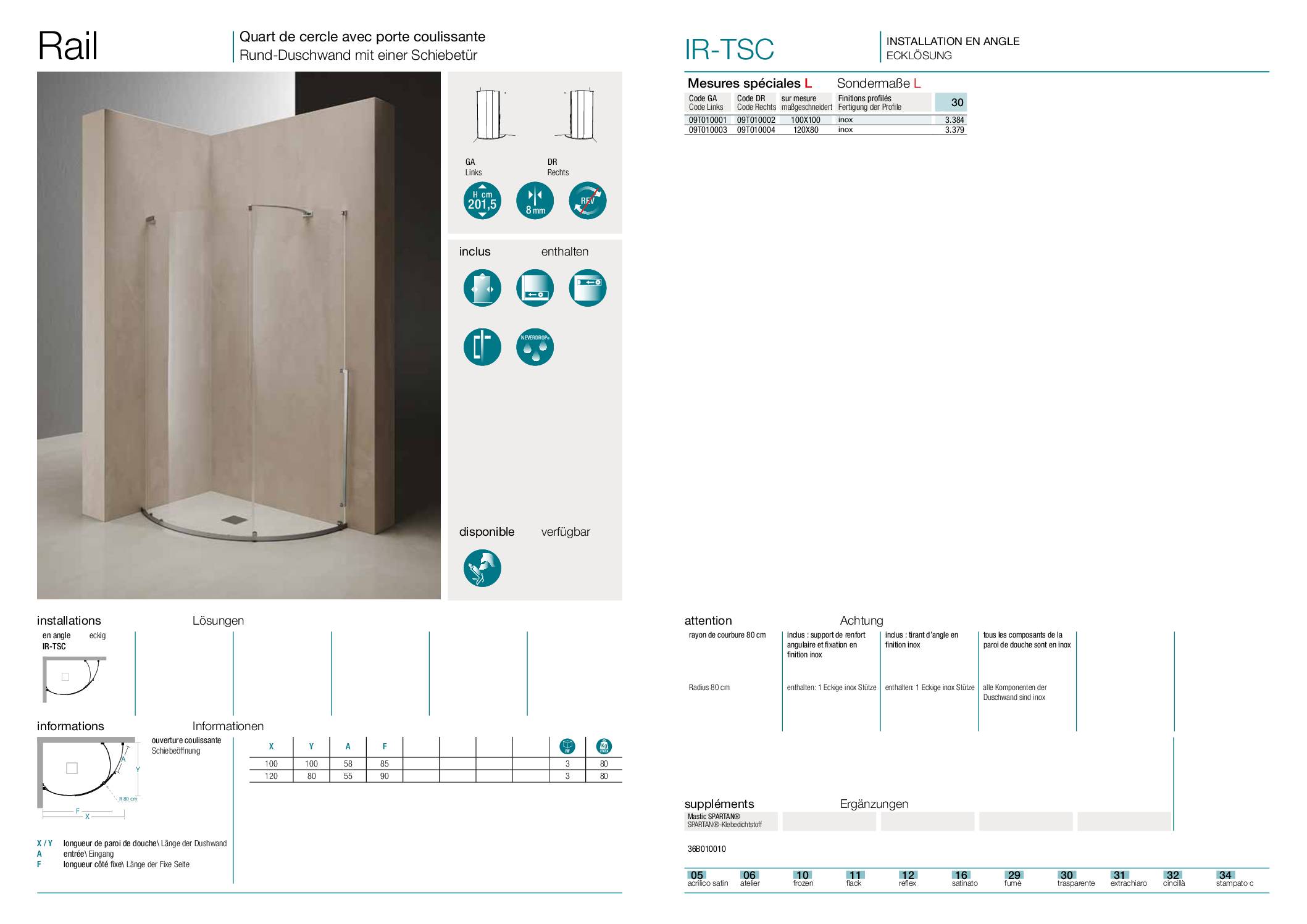 TDA_Fiche technique - Paroi de douche IR-TSC