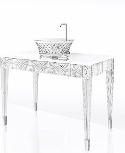 Bianchini&Capponi_Console de salle de bains en Cristal avec plan marbre blanc Cristallino