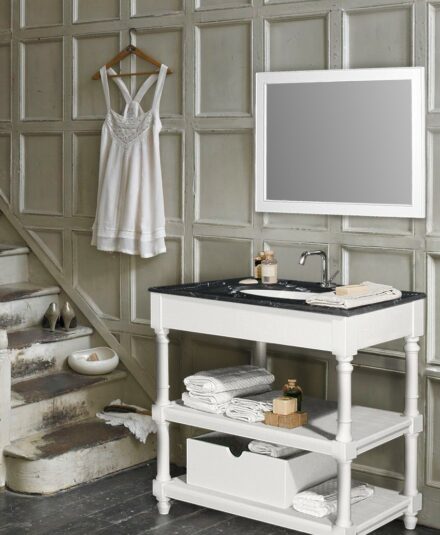 Bianchini&Capponi_Meuble de salle de bain Provençal en bois avec miroir et top en marbre noir