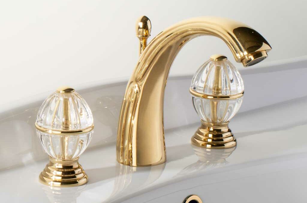 Cristal&Bronze_Collection MANDOLINE_Mélangeur de lavabo 3 trous_Doré brillant