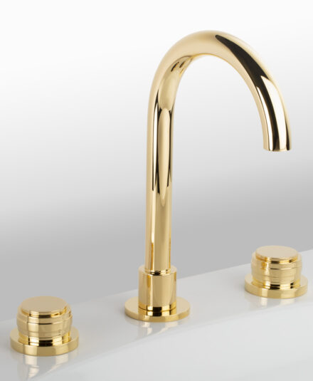 Cristal&Bronze_Collection ALLIANCE_Mélangeur de lavabo 3 trous_Or pêle brillant