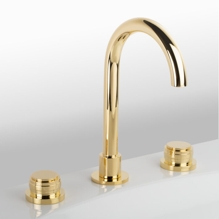 Cristal&Bronze_Collection ALLIANCE_Mélangeur de lavabo 3 trous_Or pêle brillant