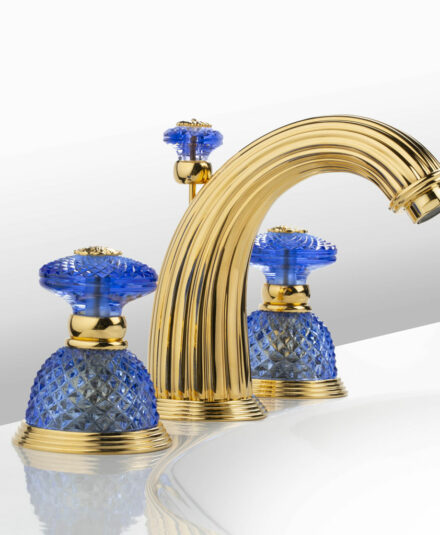Cristal&Bronze_Collection DÔME DIAMANT_Mélangeur de lavabo 3 trous_Doré brillant