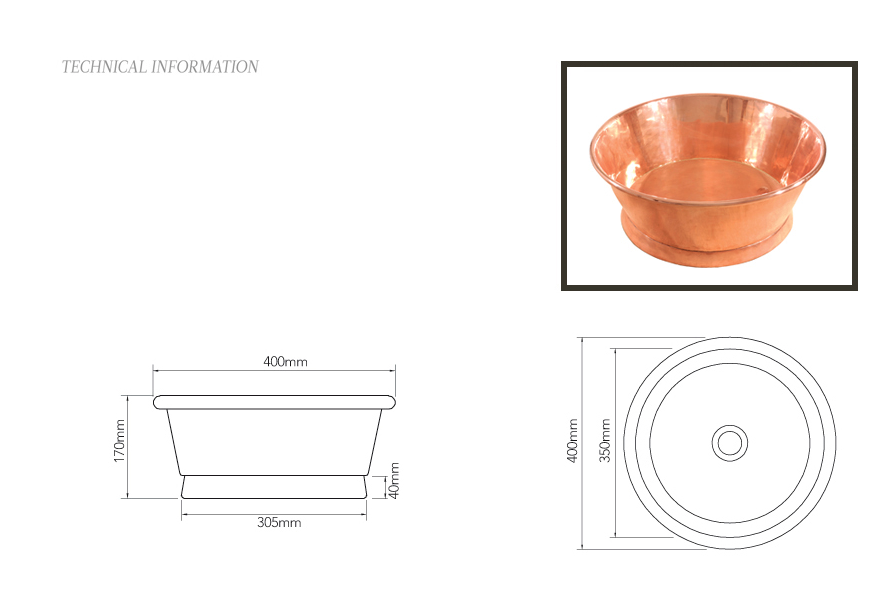 Technical Sheet - Circle - Bleu Provence - Round pedestal washbasin - Hydropolis