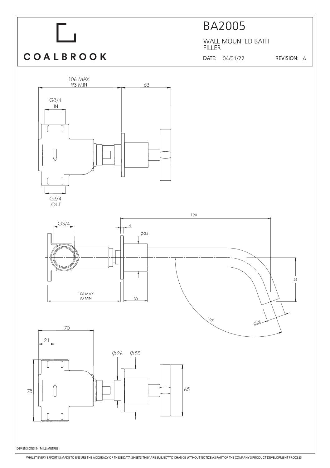 COALBROOK_Fiche technique_Mitigeur de bain 3 trous encastré_Collection Bank