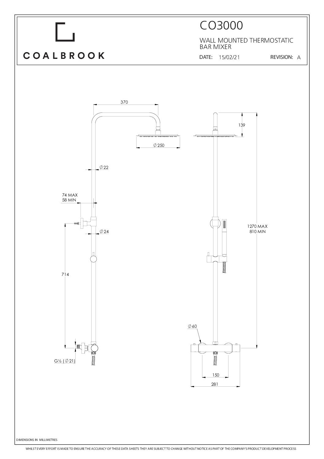 COALBROOK_Schéma technique_Colonne de douche thermostatique