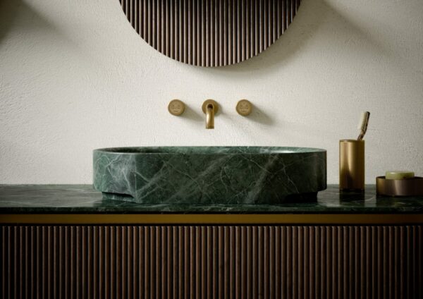 Oasis_Collection_Nàos_Plan de travail en marbre Verde Alpi avec vasque Nereo