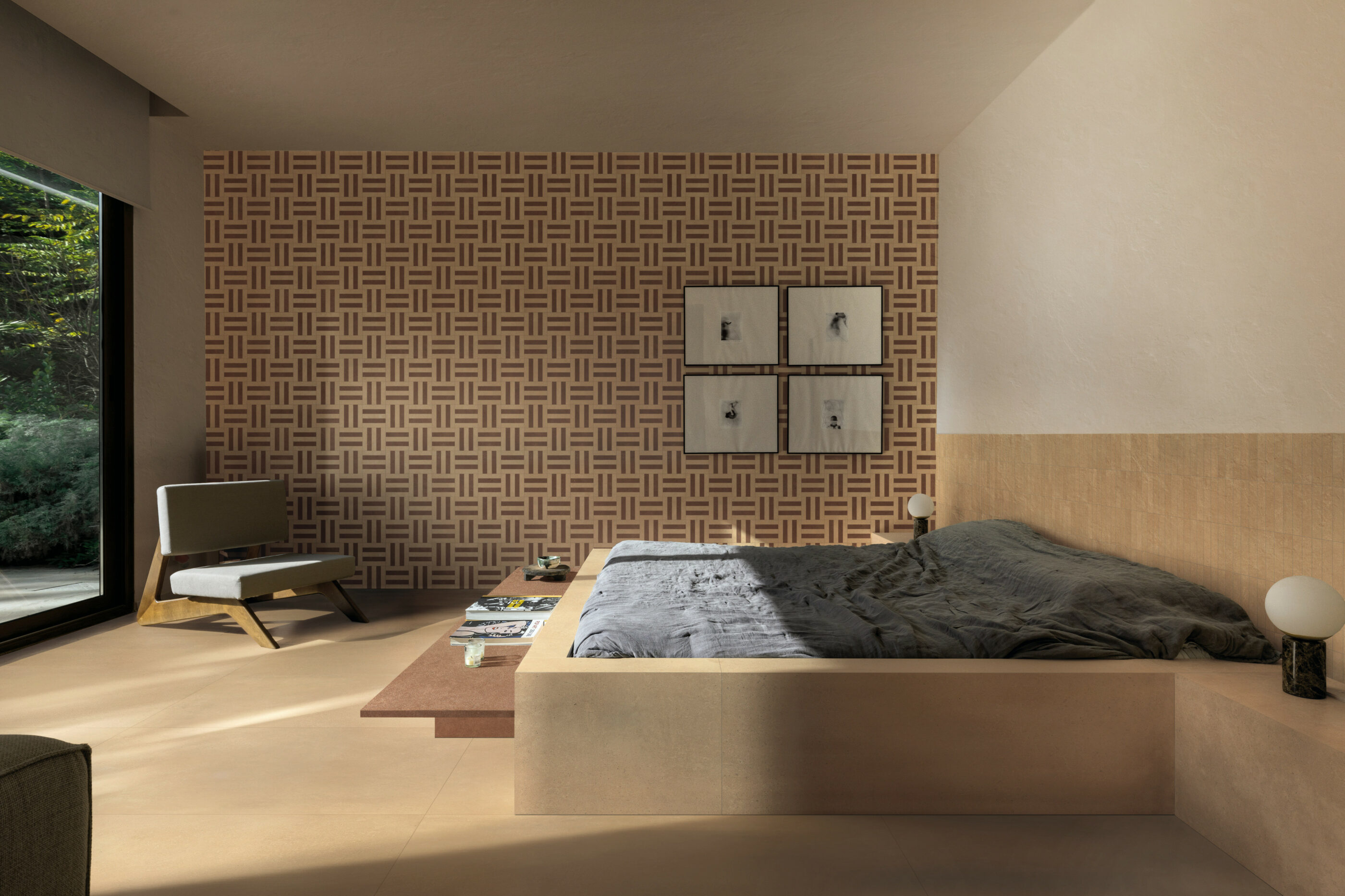 Florim_Collection_SensiTerre_Intreccio rosato amaranto_sabbia 120x120_Listello naturale rosato_Naturale rosato 60x120_3