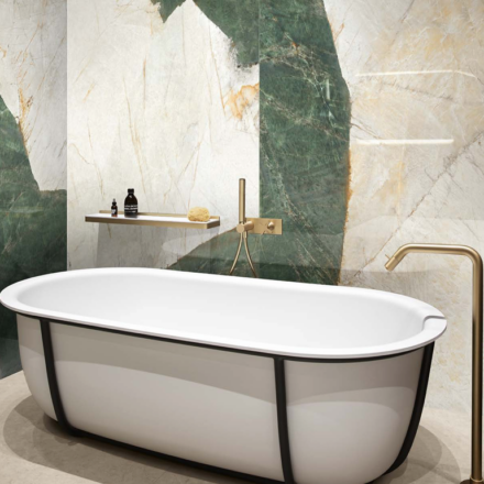 Héritage Luxe - Revêtement sol et mur en grès cérame, couleur Héritage aqua, disponible chez Hydropolis.