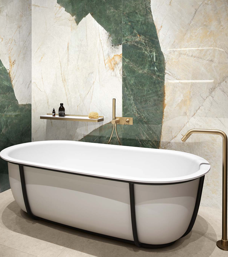 Héritage Luxe - Revêtement sol et mur en grès cérame, couleur Héritage aqua, disponible chez Hydropolis.