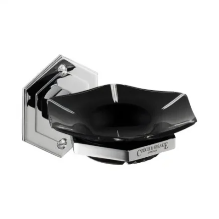 Czech and Speake porte savon mural chrome et noir - chez Hydropolis