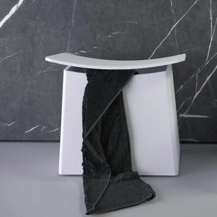 Tabouret-Panier à linge en Solid Surface blanc Knief and Co - chez Hydropolis.