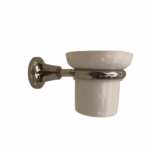 Porte-verre mural en nickel et céramique Zucchetti - chez Hydropolis.