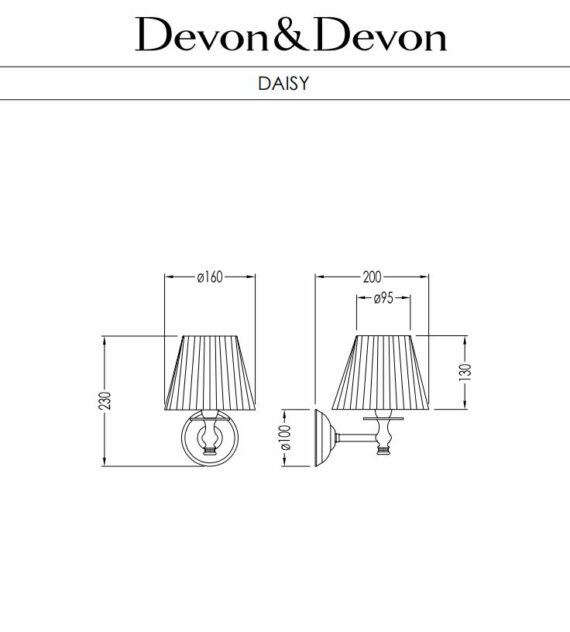 Fiche technique Applique murale dans la collection Daisy de Devon & Devon, chez Hydropolis.