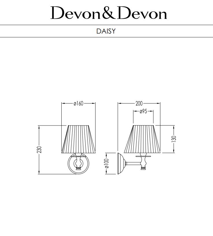 Fiche technique Applique murale dans la collection Daisy de Devon & Devon, chez Hydropolis.