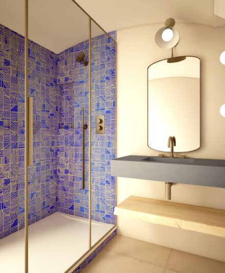 Projet Hydropolis - Modélisation 3D pour la rénovation d'une salle de bains contemporaine