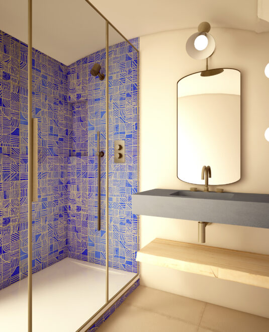 Projet Hydropolis - Modélisation 3D pour la rénovation d'une salle de bains contemporaine