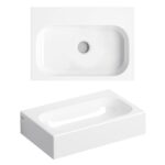 Lave-mains CLOU en céramique blanc brillant - chez Hydropolis.