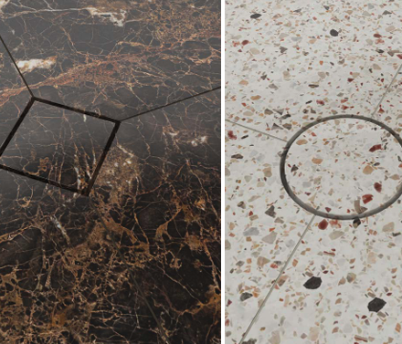 Invisible Quattro & Disco : Ces modèles sont particulièrement adaptés aux projets minimalistes en pierre naturelle, en carrelage XXL où la continuité visuelle est essentielle. Chez Hydropolis