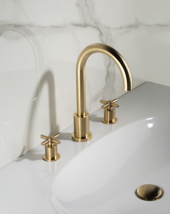 Margot - Fabricant français de robinetterie depuis 1912 - Collection Onyx - Finition or pâle mat - Chez Hydropolis